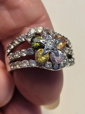 Sterling Silver Multicolor Gemstone Ring Like New